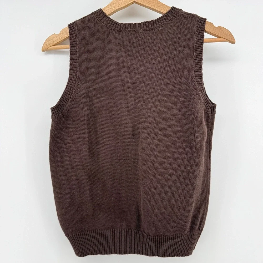 Gymboree Sweater Vest Boys Medium 7-8 Brown‎ Argyle V-Neck Cotton Preppy Knit